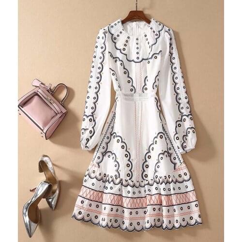 QUALITY Newest HIGH Fashion 2021 Runway Dress Womens Long Sleeve Stunning Embroidery Dress