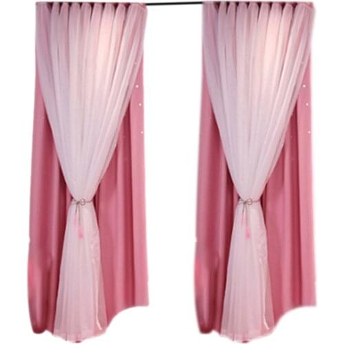 1 Panel Twinkle Stars Blackout Curtain 1x2m Dual-layer Darkening Window Curtain Panel with Grommets for Bedroom Living Room