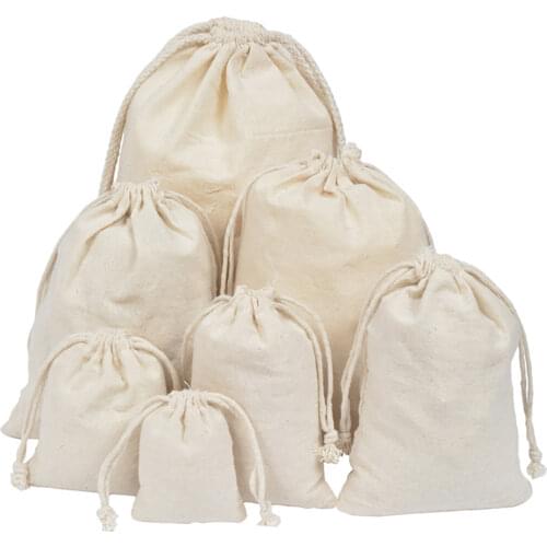 10PCS/set Cotton Packaging Bag Household Drawstring bag Coin Travel Storage Jewelry Packaging Reusable packag bag for Candy food