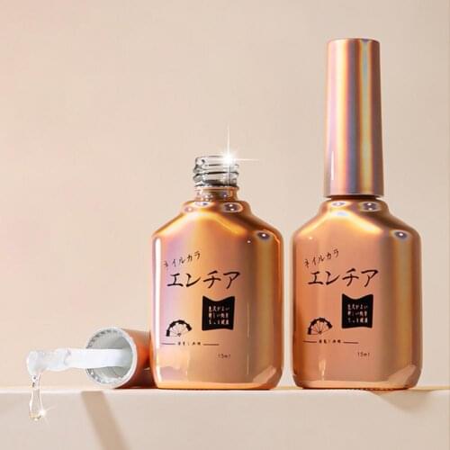 15ml Functional Nail Glue Polish Shiny Long Lasting Transparent Nail Art Gel Tempered Frosted Coat Primer for Professional