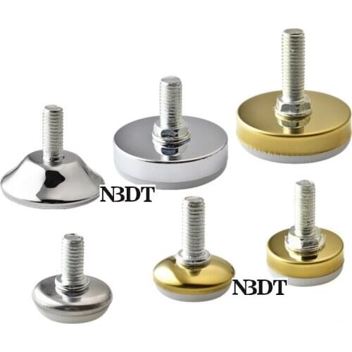 20Pcs Round Gold Silver Steel Covered Nylon Furniture Leveling Feet Pad Leveler With M6 M8 M10 Thread Stem