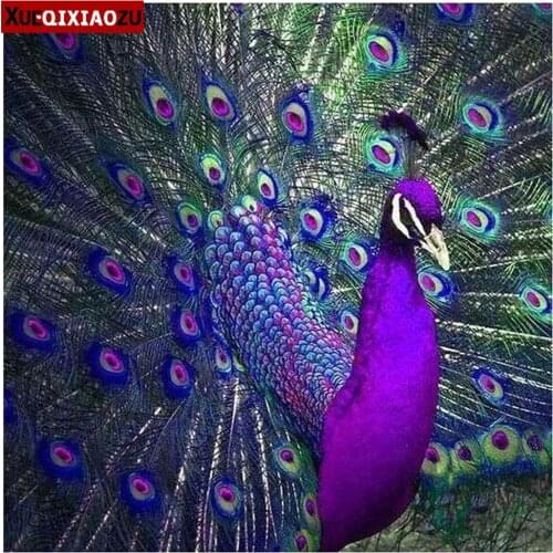 5D Diy Full Square/Round Ddiamond Embroidery Paintings Purple Blue Peacock Cross Stitch Mosaic Home Decoration Wall Collage Kit