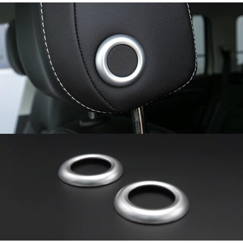 For Skoda Kodiaq 2017 Accessories ABS Matte Car Seat Headrest Adjustment Button Cover Sticker Car Styling Silvery 2Pcs