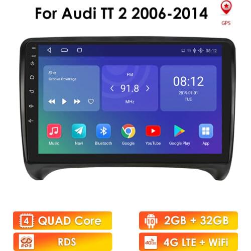 OSSURET Android Car Radio for Audi TT MK2 2006-2012 2014 2DIN Auto Audio Car Stereo GPS Navigation Stereo Multimedia Player