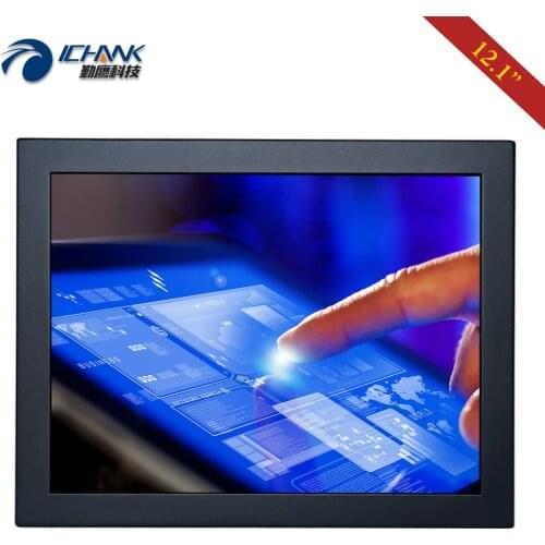 B120TC-DUV2/12" 1024x768 4:3 Metal Case Wall-mounted Industrial Touch Monitor/12" inch Embedded DVI VGA Touch LCD Screen Display