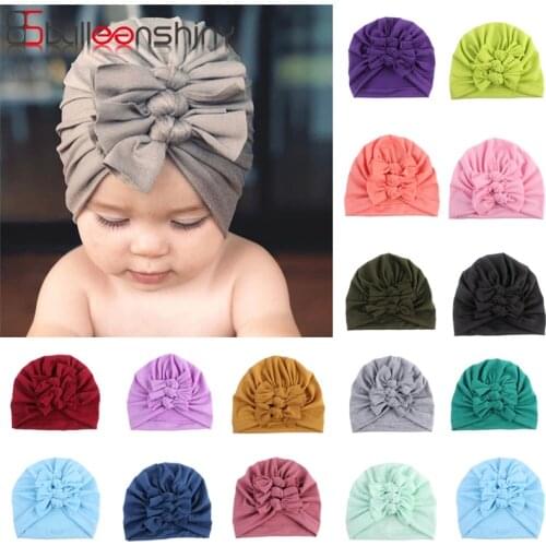 BalleenShiny Baby Hats For Boys Girls Infant Spring and Summer Soft Knitted Indian Hat With Bow Baby Bonnet Head Accessories