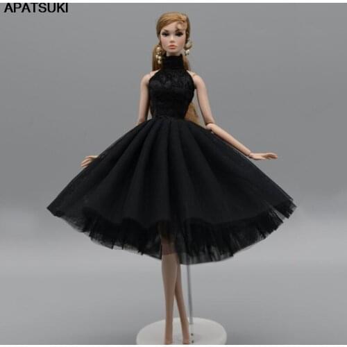 Black High Neck Ballet Dress For Barbie Doll Outfits 1/6 Dolls Accessories Dancing Clothes 4-layer Skirt Party Gown Kids Toy