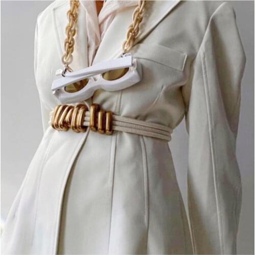 Designers Metal Gold 100% Lambskin Black/Nude Trible Belt Trendy Minimalist Soft Real Leather Sheepskin Adjustable Cummerbund