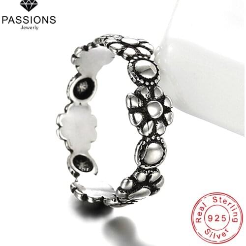 Hot Sale Antique 925 Sterling Silver Sun Flower Delicate Rings Adjustable Street Vintage Style Ring Women Jewelry Gift Wholesale