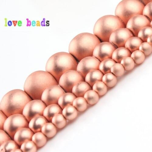 2/3/4/6/8mm Natural Matte Gold Rose Hematite Stone Round Loose Beads for Jewellery Making Bracelet Necklace 15