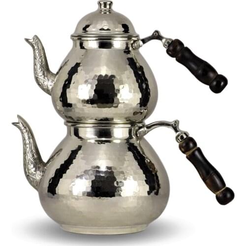 Morya Copper Turkish Tea Pots Set 1teapot Warmer Coffee Teaware Kettle Infuser Vintage Kitchen Decor Handmade 2.7L