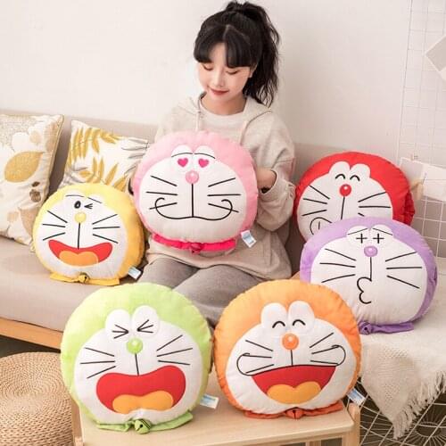 34cm Kawaii Doraemon Plush Pillow Hand Warmer Stuffed Toy Soft Plush Cute Cat Cushion Toys for Kids Girls Children Birthday Gift