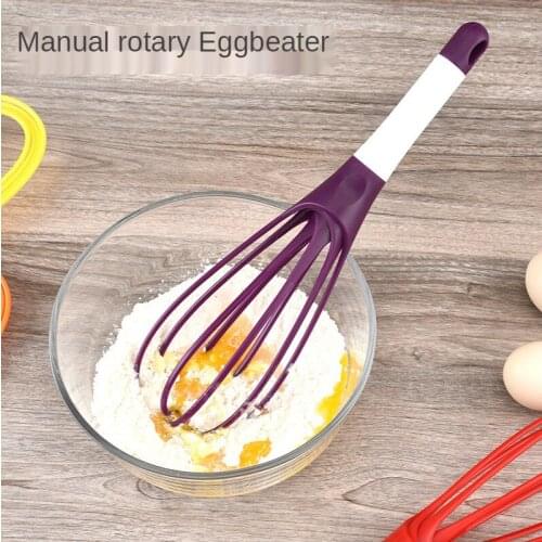 Multifunctional Rotary Manual Egg Beater Mixer Mini Plastic Kitchen Egg Whisk Bake Tool Egg Agitator Silicone Eco-Friendly