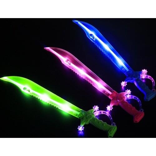 Floor stand toy colorful LED flash transparent toy sword induction voice childrens toys night market toy props