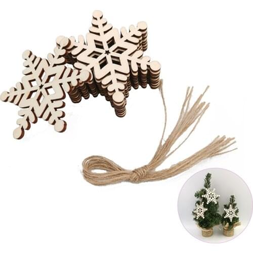 10PCS Unfinished Christmas Wood Snowflake Ornaments for DIY Craft Christmas Tree Hanging Decorations