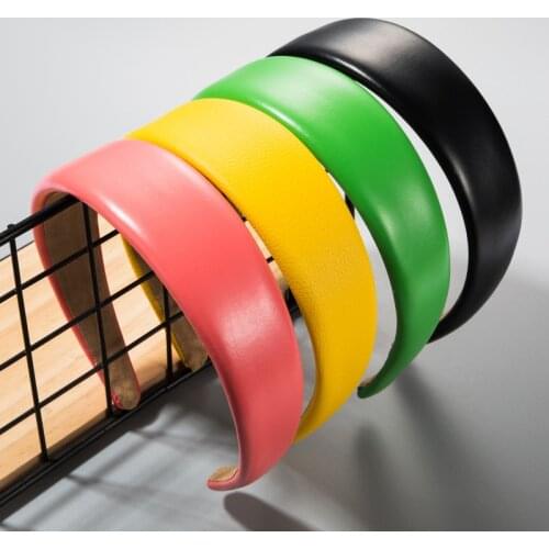 New Arrival PU leather bezel Soft Women hairbands wide solid headband fashion head hoop band ladies korean hair accessories