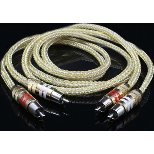 One Pair Multicolor Oxygen-free Copper RCA Cable for HiFi Amplifier CD Player