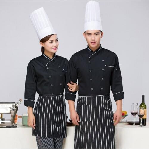 Hotel Chef Working Clothes Autumn and Winter Thick coat Restaurant Chef Long Sleeved Uniforms