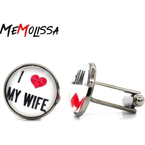 Buy one get one free Fashion I Love My Wife Cufflinks Love Wife Cuff link Love Cufflink Romantic love Wedding Male Cufflinks