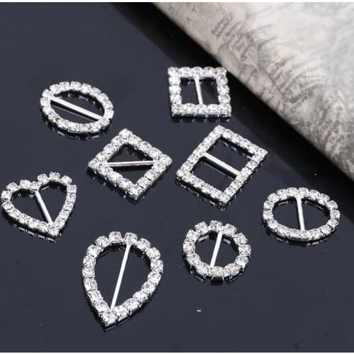 2019New 100Pcs Variety Rhinestone Buckles Invitation Card Wedding Ribbon Slider DIY Hair Accessories BK01-BK10