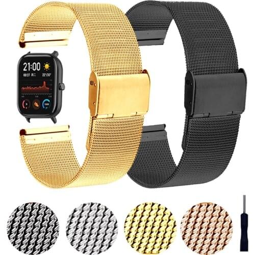 Milanese Metal Strap for Huami Amazfit GTR 2 GTS2 47mm 42mm Band Bracelet Amazfit GTS Bip S Stratos 3 Stainless Steel Wristbands