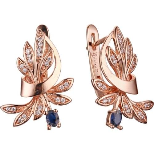 Luxury Cubic Zirconia Drop Earrings 585 Rose Gold Ladies Jewellery Bijoux Femme 2021