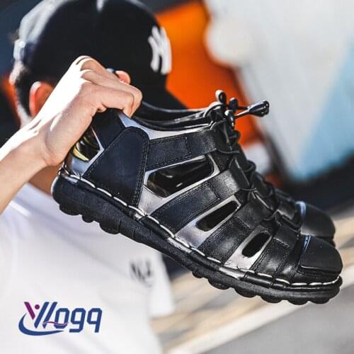 Genuine Leather Men Sandals Slippers Genuine Leather Cowhide Male Summer Shoes Outdoor Casual Sandals Beach Shoes Garden Shoes