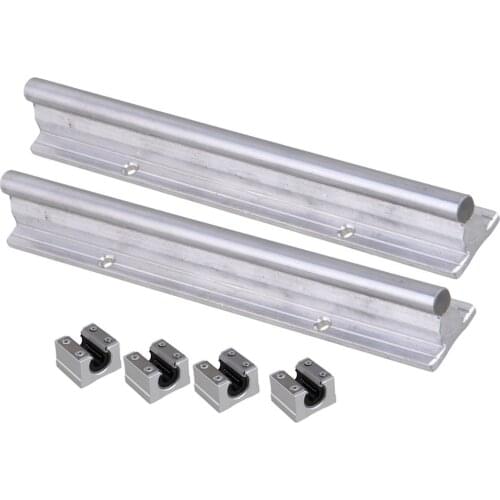 Silver Open Roller Bearing Slide Block & L200mm SBR10 Linear Bearing Rail Guide with 10mm Dia Shaft for CNC Machine Set of 6