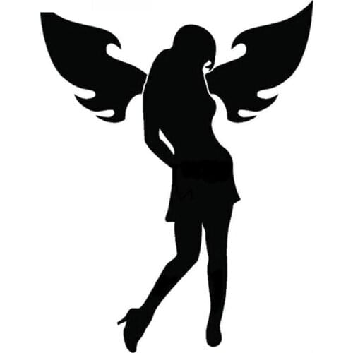 Personality Sexy Girl Angel Wings Car Sticker Fashion Car Window Decoration Personality PVC Anti-UV Waterproof Decal Black/White