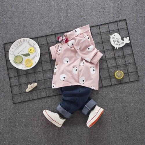 2019 Spring Autum Children Clothes Sets Baby Boys Suits Little Sheepl Printed Cotton T Shirt+Jeans Infant Kids Casual Suits