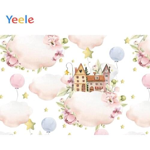 Cartoon Fairy Tale Sky Cloud Castle Star Balloon Newborn Baby Shower Birthday Backdrop Photography Backdrops Vinyl Background