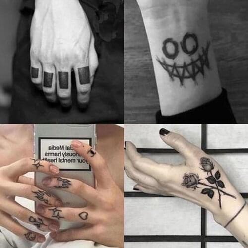 Waterproof Black Temporary Tattoo Stickers Long Men Women Rose Clown Body Art Water Transfer Tattoos Arm Waist Finger Tatoo