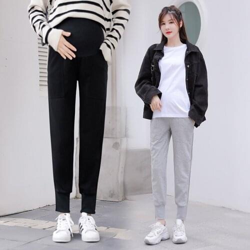 0225# Maternity Pants Spring Autumn Thin Casual Pants Loose Comfy Belly Support straight Pants Elastic Waist Maternity Trousers