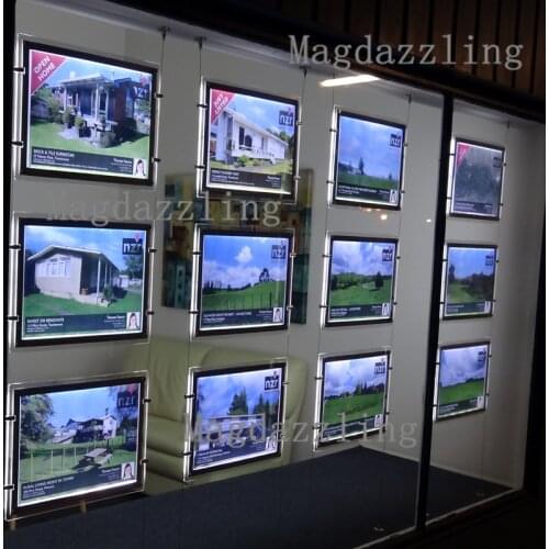 12PCS A4 LED 2 Sided Crystal Frame LED Light Panel Landscape+ Kits, Estate Agency LED Window Display for Real Estate Agent