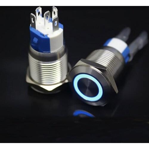 16mm self locking Waterproof with LED ring lamp 12V stainless steel Metal push button switch s
