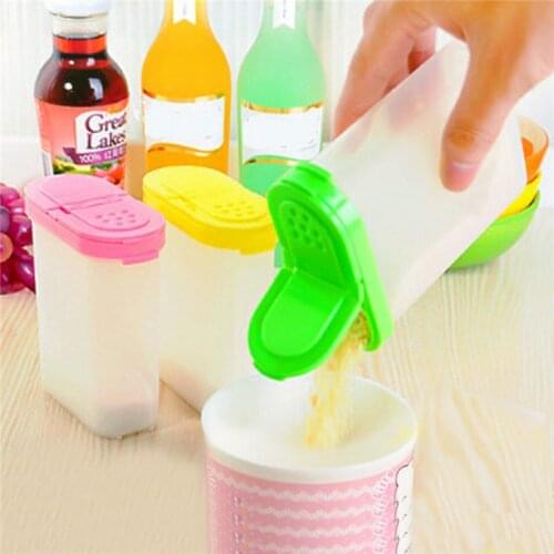 250ml Plastic Food Seasoning Container Kitchen Spice Boxes Jar Double Lid Clear Cereal Condiment Bean Storage Bottle Container