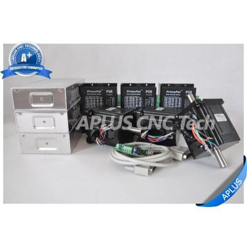 3-Axis NEMA 34 Dual Shaft Stepper Motor 920oz-in & Driver PSR8078 & 48V Power Supply Kit