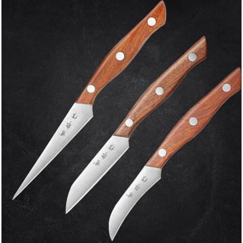 3Pcs/Set Stainless Steel Kitchen Fruit Carving Knives Household Chef Sculpture Fruit Platter Peeling Knife Food Graver Tool