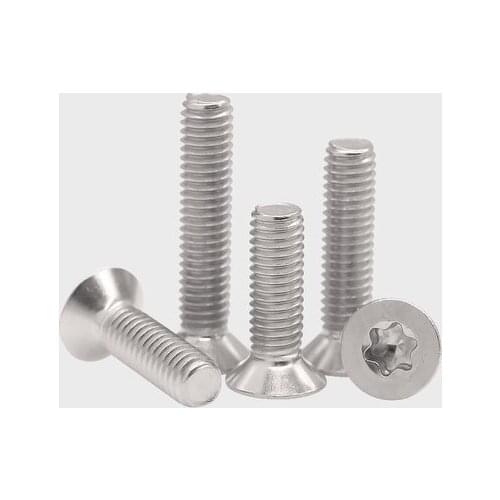 30pcs M4 stainless steel Torx countersunk screws T&TX flat headed screw anti-theft without column bolt GB2673 6mm-50mm long