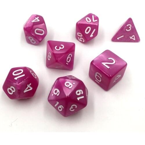 Rollooo Dice Pearl RPG Dice 7 Pieces D4 D6 D8 D10 D% D12 D20