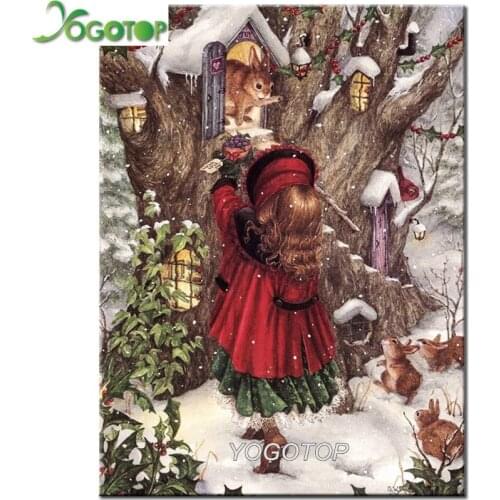 DIY Diamond Embroidery Love girl Full Square round Diamond Painting Cross Stitch Kit 5D Mosaic Christmas gift Snow rabbit YY1641