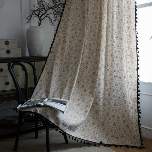 White Christmas Bronzing Wind Chime Curtain Living Room Bedroom Cotton And Linen Semi-Shading Fringed Curtain Bay Window Curtain