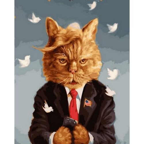 Frameless diy painting by numbers picture by numbers on canvas for home decor 4050cm male cat