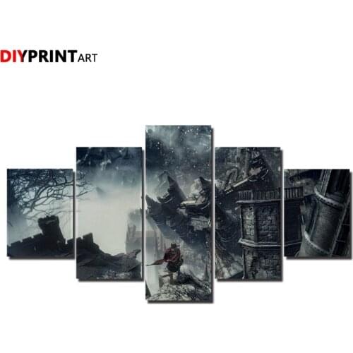 Dark Souls III the Ringed City DLC 5 Panel Abstract Art Wall Decorations for Living Room A1907