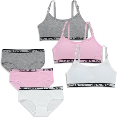 Girls Bra and Panty Sets Kids Underwear Children Brassiere Panty Tube Tops for 8-16T Push Up Bras Student Adolescente Clothes