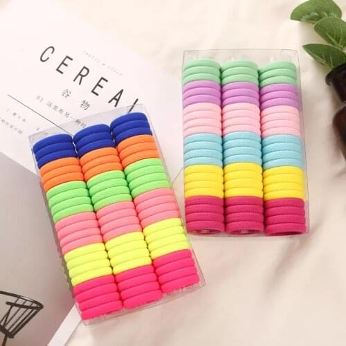 50PCS/Lot 4.5cm High Quality Rubber Band Elastic Seamless Link Rope Soft Colorful Hairbands Hair Accessories