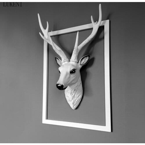 European Deer Head Decoration Wall Hanging Living Room Bar Background Wall Animal Pendant Lucky Elk Mural Three-dimensional