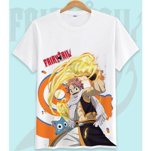 Fairy Tail Cosplay T Shirt Etherious Natsu Dragneel Lucy Heartfilia Summer T-Shirt Japanese Anime Cartoon Top Tee Costume