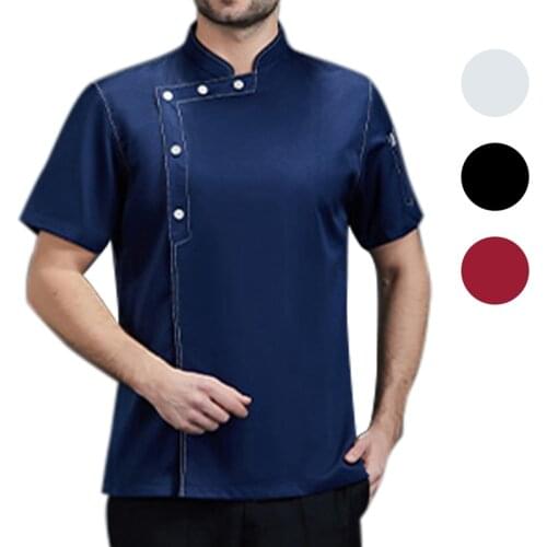 Summer Short Sleeve Chef Jacket Thin Breathable Chef Overalls Restaurant Kitchen Cook Work Clothes Food Service Waiter Uniforms