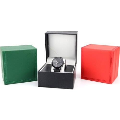 Lychee Pattern Watch Box Pu Leather Car Line Watch Box Clamshell Watch Storage Display Jewelry Packaging Box